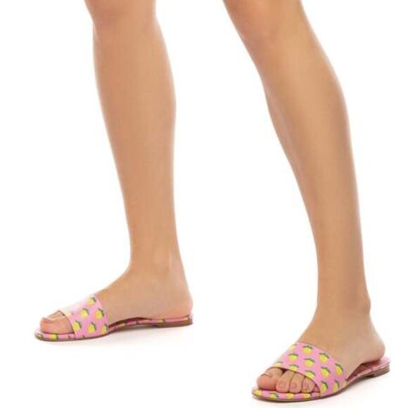 NEW  LARROUDE women  Made In Brazil Leather Ivy Flat Mule Sandals print 253 - Picture 1 of 10